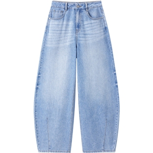 乐町2024夏季新款休闲百搭宽松牛仔香蕉裤C1HAE2422