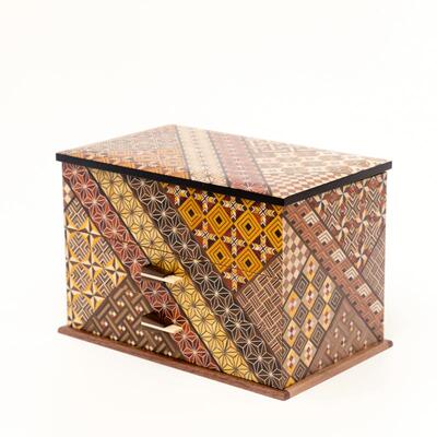 日本进口细工3层实木拼花首饰柜