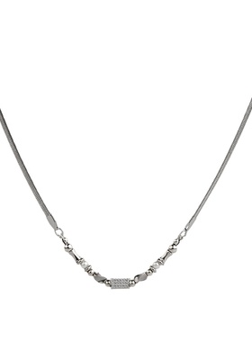 串珠蛇骨拼接钛钢项链