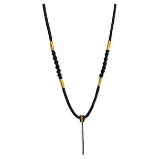 「梦瑶」黑色八宝罗盘编织绳项链男女黄金吊坠手工半成品挂件绳子