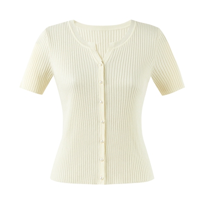 秋水伊人V领套头毛针织衫