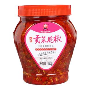 毛家食品贡菜脆椒880g湖南特产剁辣椒香辣辣椒酱下饭菜泡椒