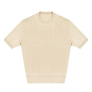 Acme cultum桑蚕丝16针薄款圆领正肩修身针织短袖T恤男休闲上衣