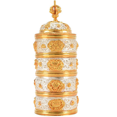 铜鎏金鎏银藏式宝瓶净水瓶
