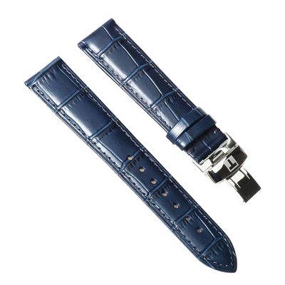 适配1853杜鲁尔蓝色真皮手表带男