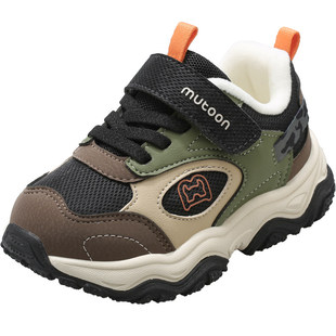 牧童儿童户外运动鞋2025冬季新款皮面女童登山鞋男童加绒保暖童鞋