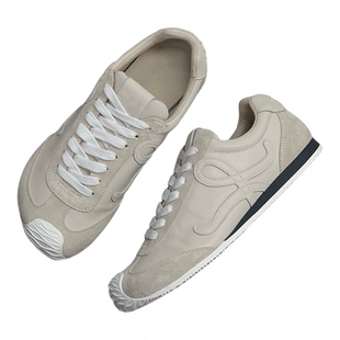 高版罗家真皮阿甘鞋2025新款德训鞋女休闲运动板鞋百搭情侣小白鞋