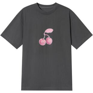 SALT.P可颜【男女同款】樱桃纯棉圆领短袖T恤宽松落肩AC35360020