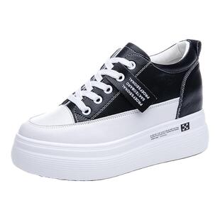 秀气内增高女鞋真皮透气小白鞋女2025新款爆款春秋款百搭休闲单鞋