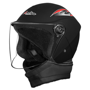 新国标头盔电动车女冬季保暖带可拆围脖男士电瓶车防寒半盔安全帽