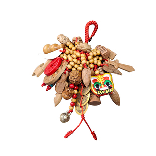 宝宝婴儿童孕妇桃木剑斧头狗牙葫芦红绳挂件猪精骨桃蓝别针全套