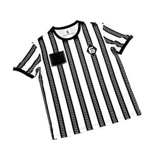 【第六区】街球“公平”速干短袖T恤男夏季圆领黑白条纹修身上衣