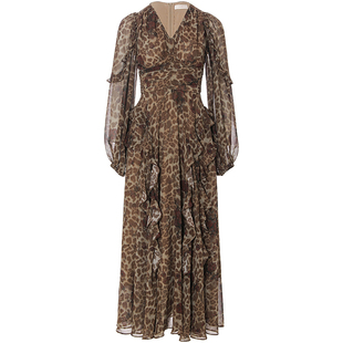 从那以后法式复古风碎花裙长袖连衣裙V领长裙高级感长款裙子女春