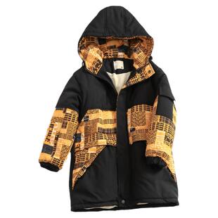 童装印花中长款加绒内搭加厚保暖冬季新款长袖小男孩棉袄棉服B563