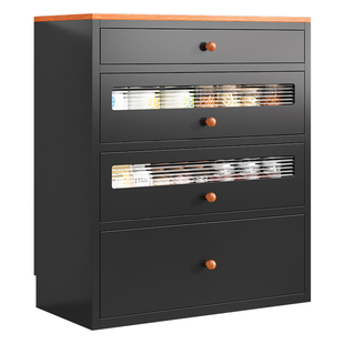 中古餐边柜钢制客厅边柜收纳柜铁皮吧台柜厨房储物柜黑色金属柜子