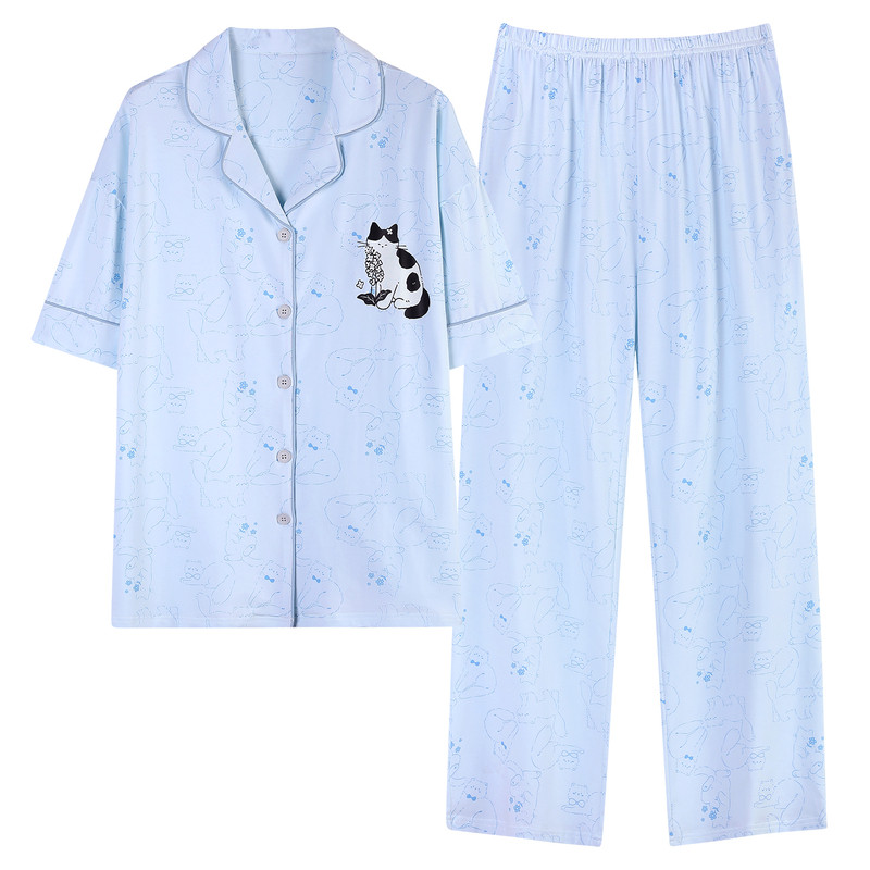 夏季纯棉睡衣女可外穿家居服套装