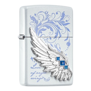zippo打火机正版 夜光热恋之翼蓝钻防风煤油火机情人节男生日礼物