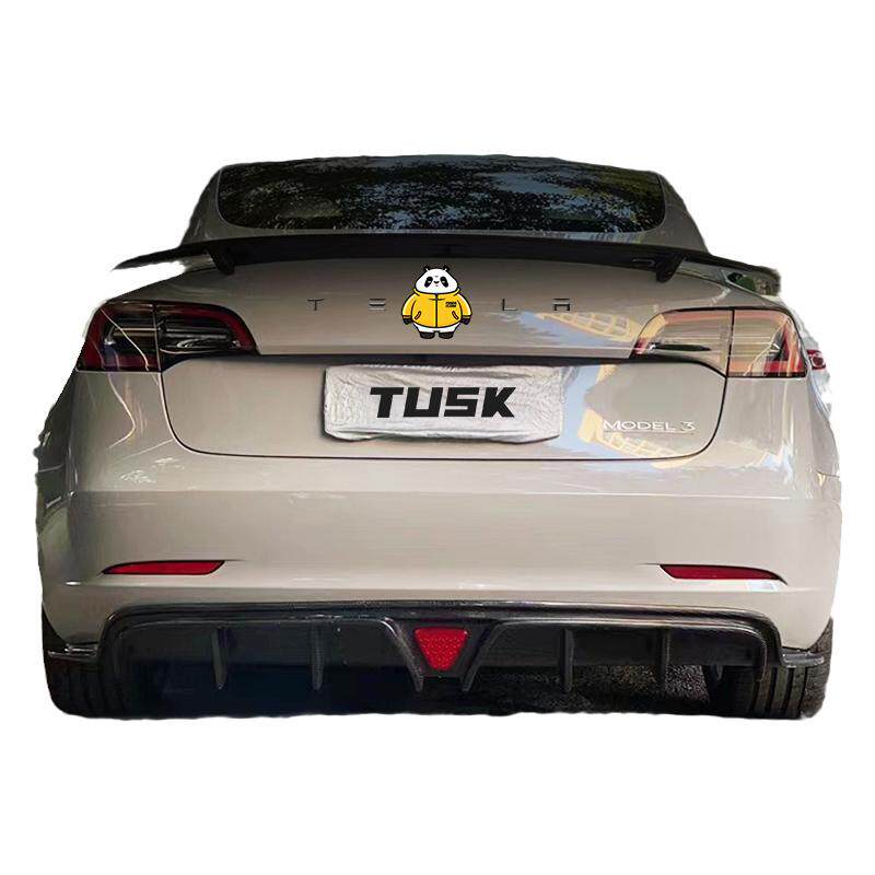 TUSK特斯拉Model3/Y碳纤维车尾标贴装饰前后方向盘车标字改装黑化