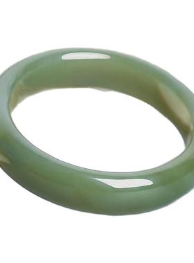 新疆金丝玉复古中宽青绿色玉镯玉玉手镯浓郁青水色女镯子