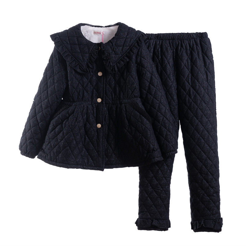 黑色韩版甜美冬季夹棉家居服
