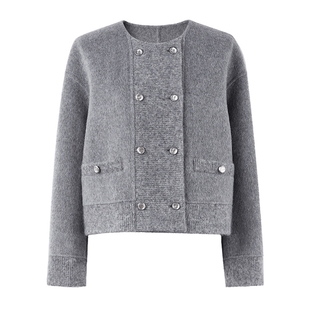 秋水伊人气质短款全羊毛大衣2025冬季新款女装小个子双面毛呢外套