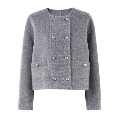 秋水伊人绵羊毛短款简约毛呢外套