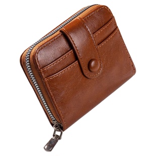 真皮质感复古多卡位卡包零钱包拉链卡套男女款硬币包大容量收纳包
