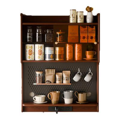 实木餐边柜上柜靠墙餐桌一体悬浮柜组合壁柜小户型吊柜收纳储物柜