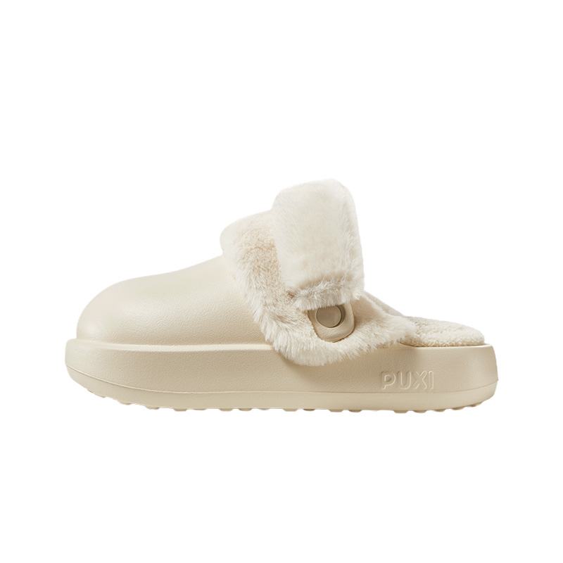 朴西秋冬防水棉拖鞋女冬季居家室内保暖可拆卸毛绒拖鞋厚底可外穿