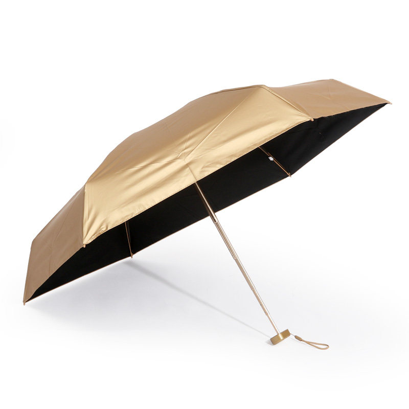 防晒小金伞扁五折迷你晴雨两用伞