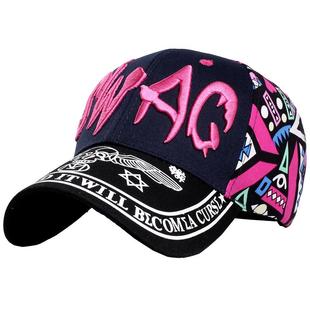 帽子女士夏天韩版潮棒球帽情侣时尚字母刺绣春秋街头遮太阳鸭舌帽