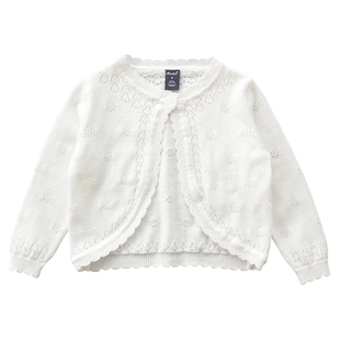 女童春夏纯棉小披肩宝宝薄款针织开衫女孩外搭白色小外套空调坎肩