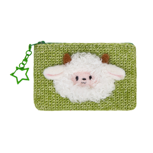 雪球diy手工编织沁柔绒绒零钱包材料包毛线针织卡通迷你缝纫包钩