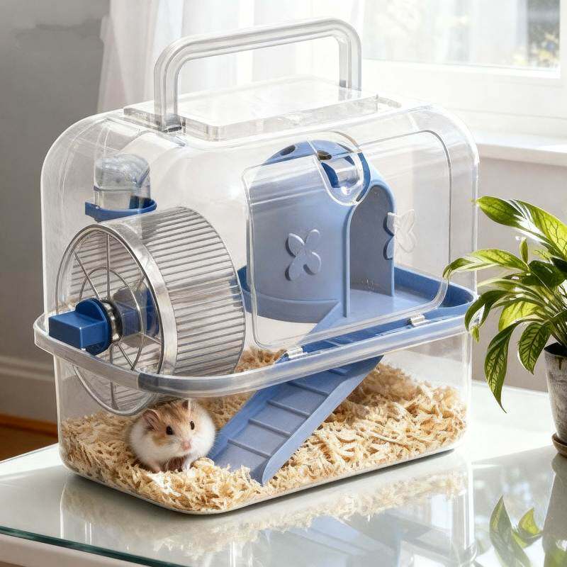 仓鼠窝便携手提仓全景透明双层豪华金丝熊笼子超大别墅仓鼠笼子