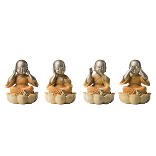 铜师傅《四不小和尚》客厅工位佛像铜摆件 家居装饰工艺品