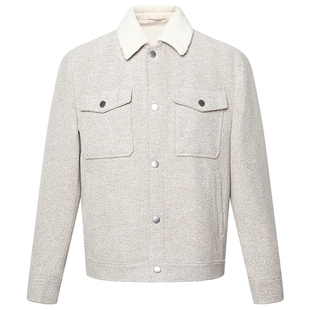 【绵羊毛】利郎官方 毛呢大衣男翻领2025冬保暖短款夹克男装外套