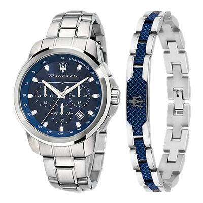 玛莎拉蒂男士手表运动时尚计时防水皮表带石英表腕表礼盒新年礼物