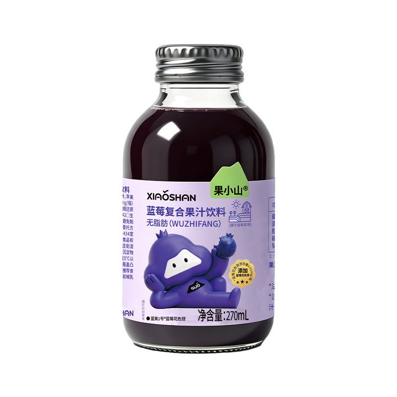 果小山瓶装蓝莓复合果汁NFC富含蓝莓花色苷270ml花青素饮料