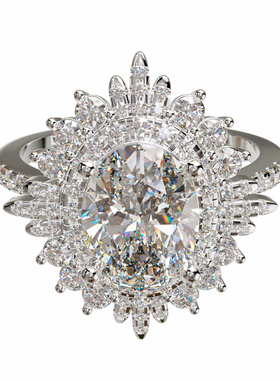 18K金轻奢星芒群镶订婚戒可定制