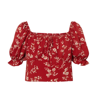 诗凡黎法式红色碎花小上衣V领连衣裙鱼尾半身裙女伊芙丽outlets店