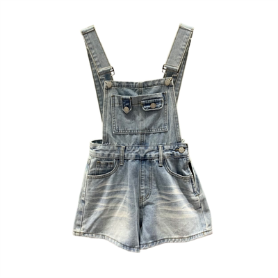 夏季甜酷辣妹显瘦牛仔背带短裤女