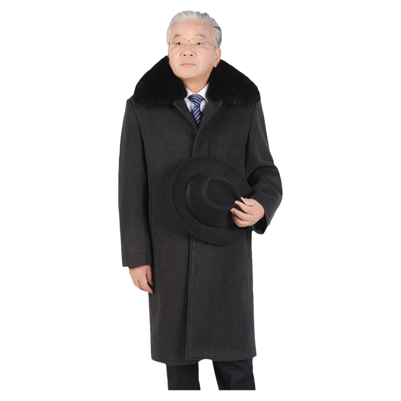 中长款纽扣毛呢大衣冬季