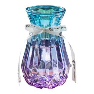 特大号玻璃花瓶透明水养富贵竹百合银柳冬青花瓶客厅麦穗插花摆件