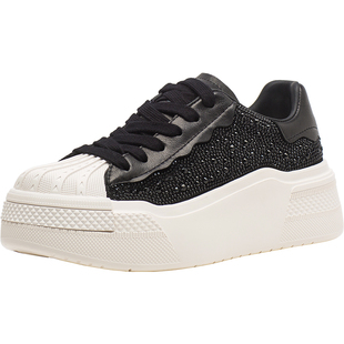 CDF女鞋轻奢潮流休闲鞋秋季运动鞋时尚带钻显瘦增高厚度鞋板鞋女