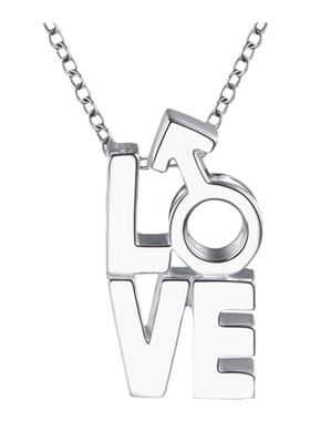 love情侣简约大方风银吊坠
