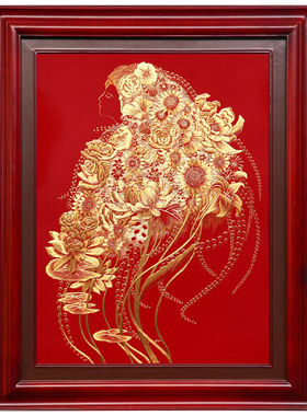 雕刻画三奇帝电表箱中式挂画高档