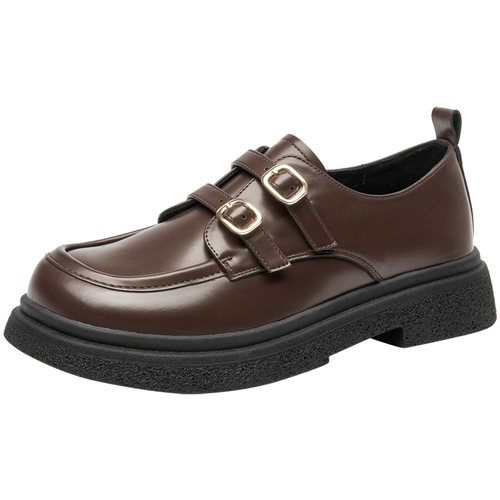 大东乐福鞋女鞋2025秋季新款粗跟中跟套脚圆头简约Q0604