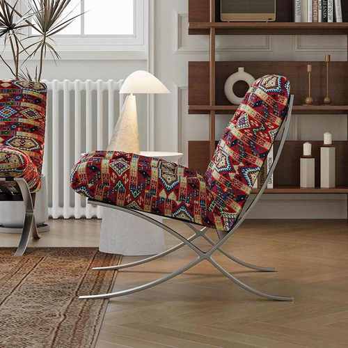 中古风侘寂风巴塞罗那沙发椅客厅设计师椅椅休闲椅单人阳台款单人