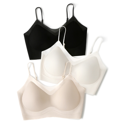 有内文胸无尺码内衣女美背2025新粉底液细肩带胸大显小无钢圈胸罩