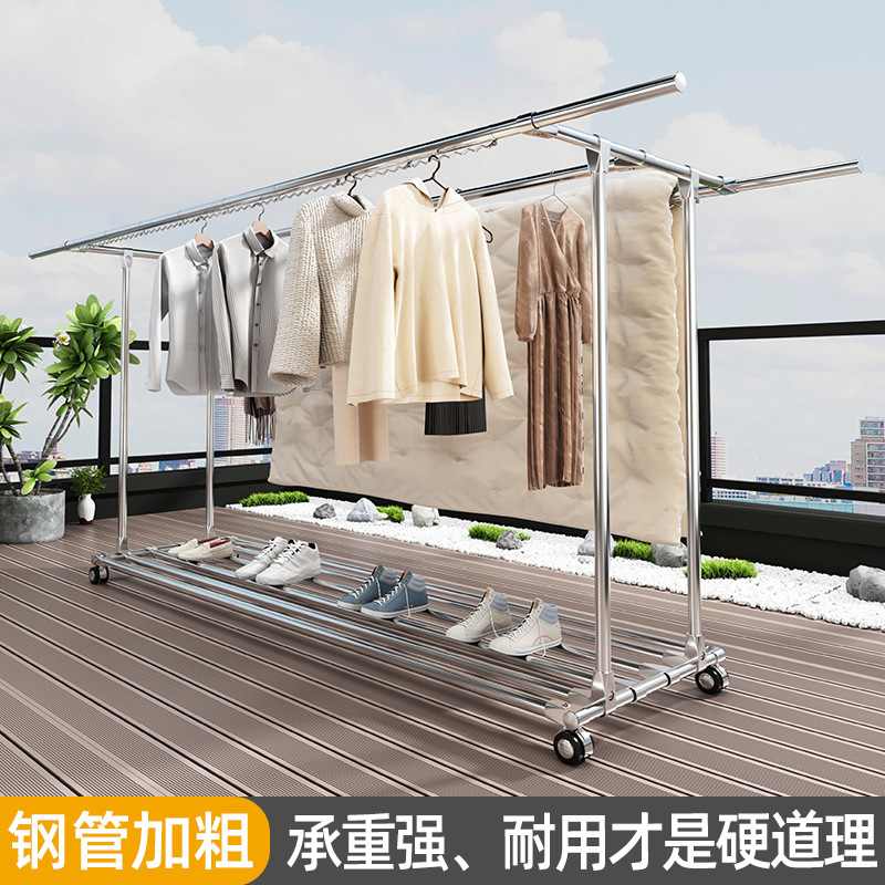 大型户外不锈钢防风晾衣架落地架顶楼架晒衣服庭院被子晾晒别墅